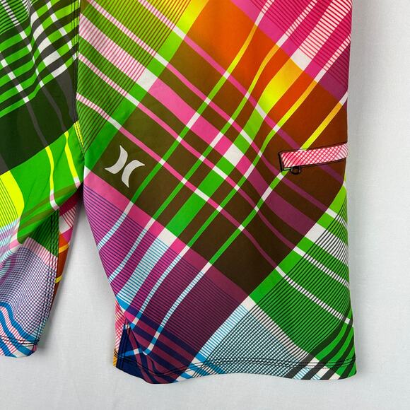 Hurley Phantom Rainbow Plaid Surf Swim Board Short 10" Inseam Men's Size 32 - Picture 7 of 8